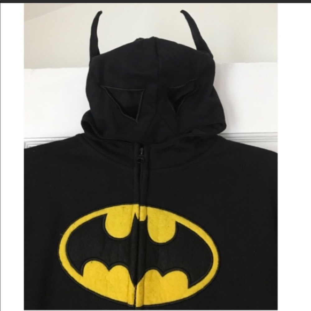 Kids Black Batman Hooded Sweatshirt with Bat Logo
